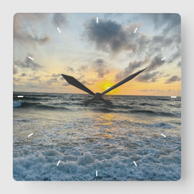 Reloj de pared de puesta de sol en la playa person (Anverso)