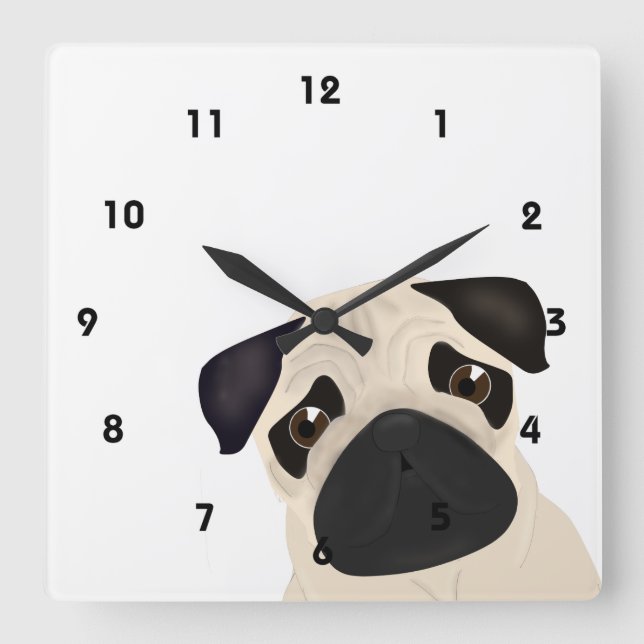 Reloj de pared de pug (Anverso)