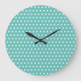 Reloj de pared de puntos de polka (Aqua & White)