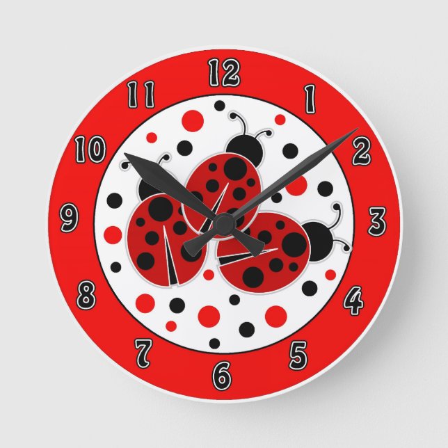 Reloj de pared de puntos de polka de los tiburones (Anverso)
