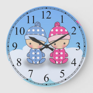 Reloj de pared de puntos de Polka para niño gemelo