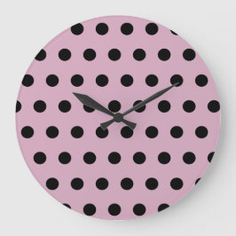 Reloj de pared de puntos de polka (rosa y negro)