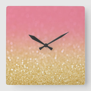 Reloj de pared de Purpurina Ombre rosado de moda