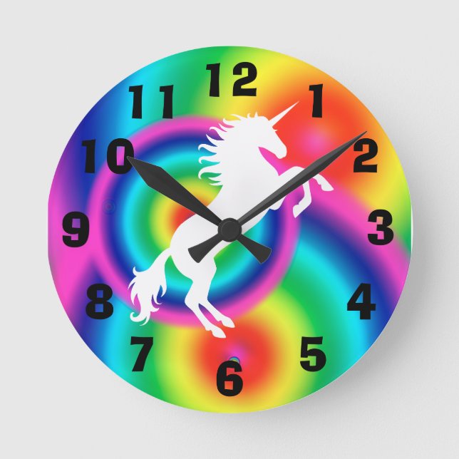 Reloj de pared de Rainbow Unicorn (Anverso)