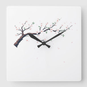 Reloj de pared de rama de árbol japonés minimalist