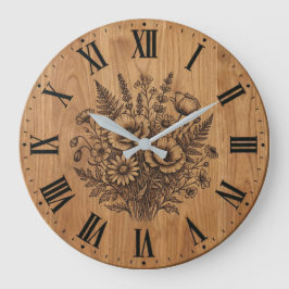 Reloj de pared de ramo de flores silvestres rústic