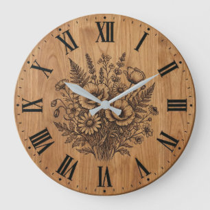 Reloj de pared de ramo de flores silvestres rústic