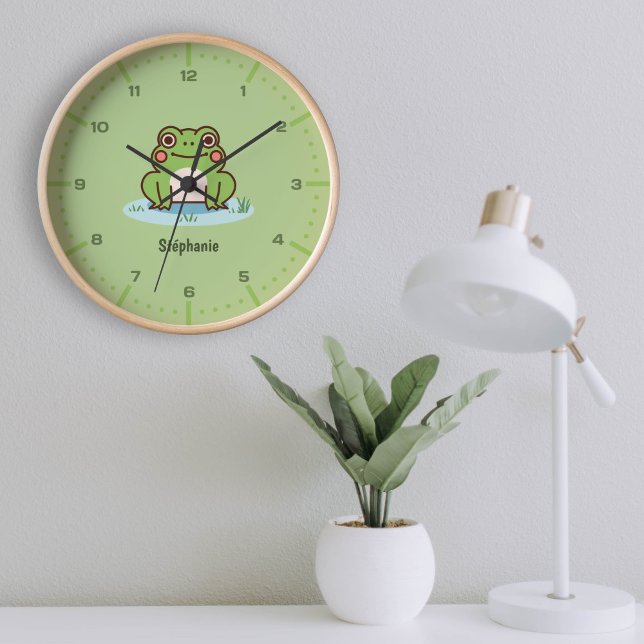 Reloj de pared de rana con números (Cute Frog Wall Clock)
