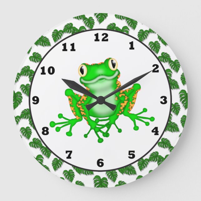 Reloj de pared de rana del árbol verde (Anverso)