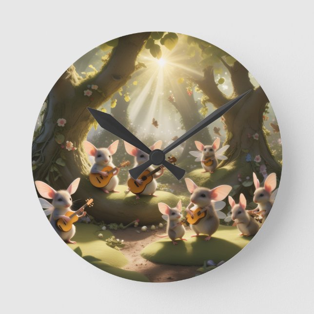 Reloj de pared de ratones hadas musicales (Anverso)