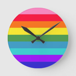 Reloj de pared de rayas arcoiris