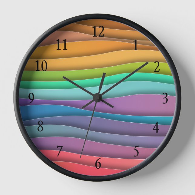 Reloj de pared de rayas de color moderno arcoiris  (Anverso)