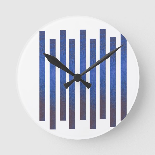 Reloj de pared de rayas verticales azul moderno (Anverso)