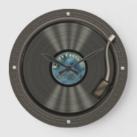 Reloj de pared de registro de vinilo vintage
