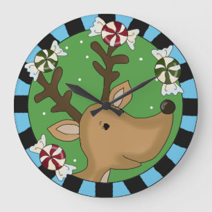 Reloj de pared de renos de vacaciones