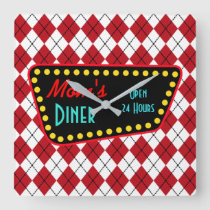 Reloj de pared de restaurante Retro Mom's