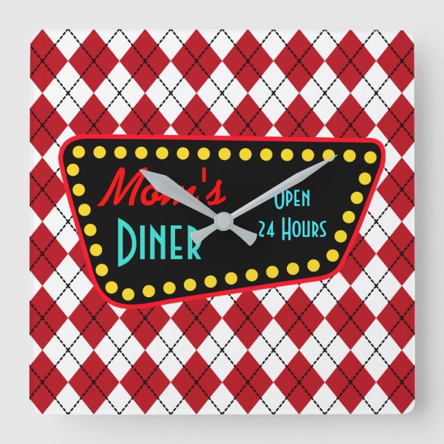 Reloj de pared de restaurante Retro Mom's (Anverso)