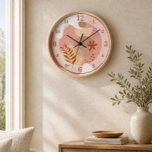 Reloj de pared de resumen botánico minimalista II