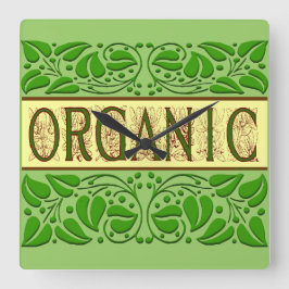 Reloj de pared de retransmisión verde orgánico