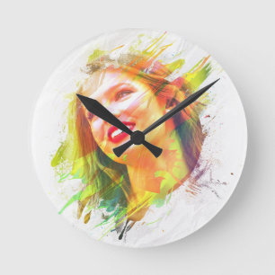 Reloj de pared de retrato de mujer artística