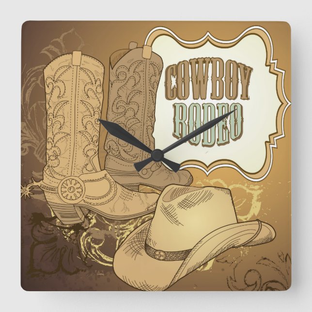 Reloj de pared de rodeo de Cowboy personalizado (Anverso)