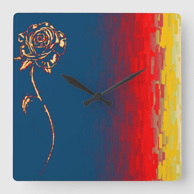 Reloj de Pared de Rosa Abstracta (Anverso)