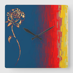 Reloj de Pared de Rosa Abstracta