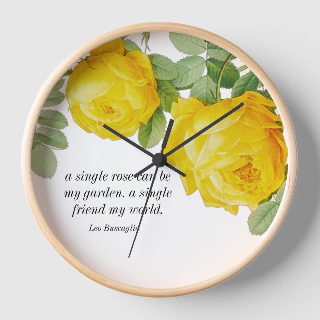 Reloj de pared de rosa amarilla de la amistad  (Anverso)