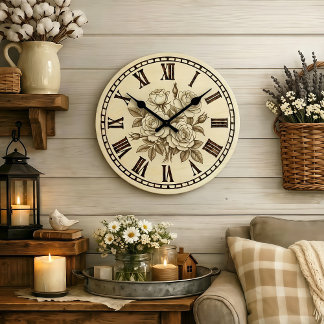 Reloj de pared de rosa vintage