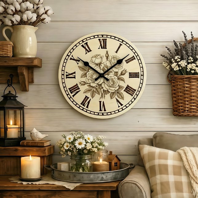 Reloj de pared de rosa vintage (Subido por el creador)