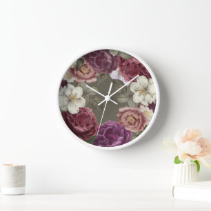 Reloj de pared de Rosas de época