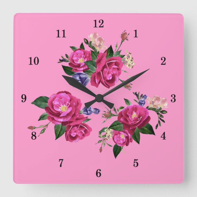 Reloj de pared de rosas hermosas (Anverso)