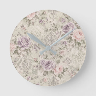 Reloj de pared de rosas rosadas y lavanda Chic Sha
