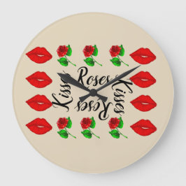 Reloj de pared de rosas y besos