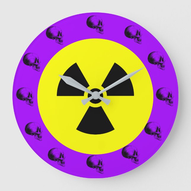 Reloj de pared de Rótulo de radiación de cráneo, p (Anverso)