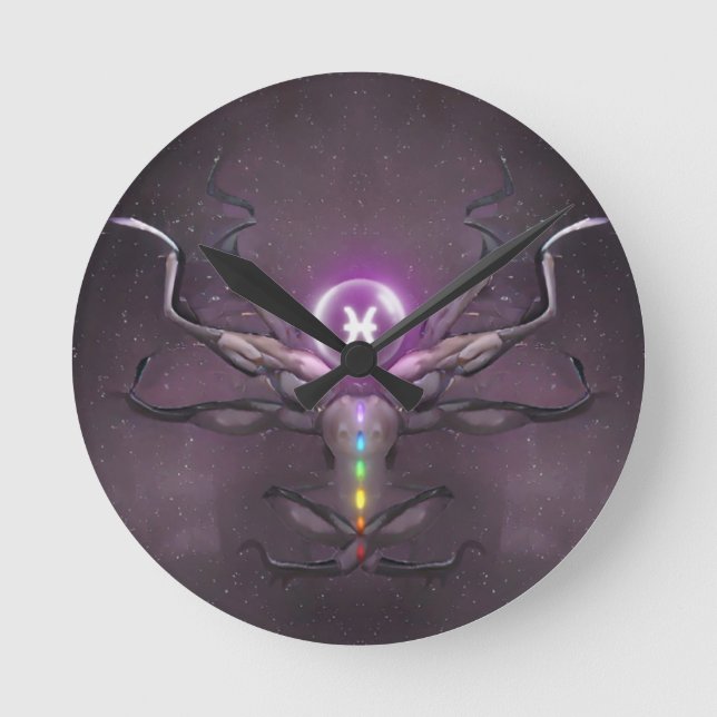 Reloj de pared de Rótulo Pisces Horoscope (Anverso)
