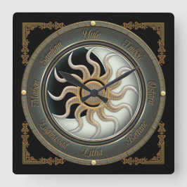 Reloj de pared de ruedas Sun y Moon Pagan