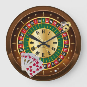 reloj de pared de ruleta y de cartas