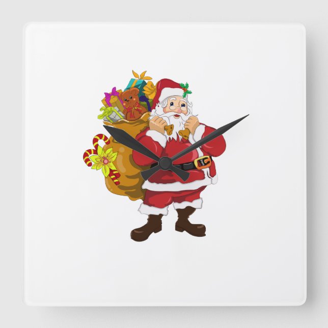 Reloj de pared de Santa Claus Navideño Lindo | 10, (Anverso)