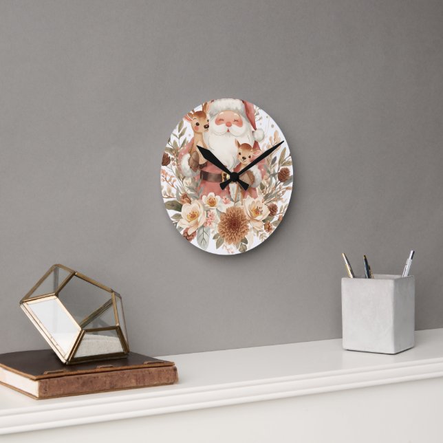 Reloj de pared de Santa de Navidad | Hogar de vaca (Oficina)