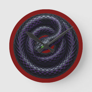 Reloj de pared de serpiente negra gótica neón púrp