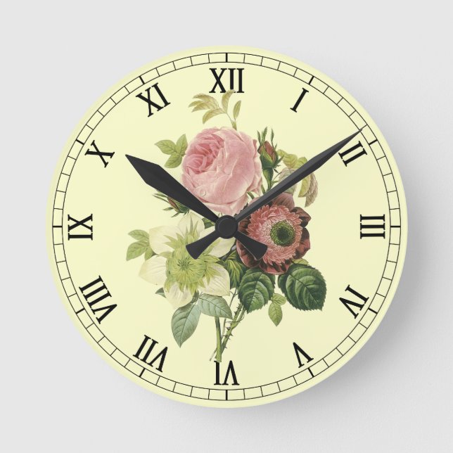 Reloj de pared de Shabby Chic Rosas (Anverso)