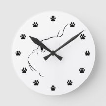 Reloj de pared de silueta de Bulldog francés