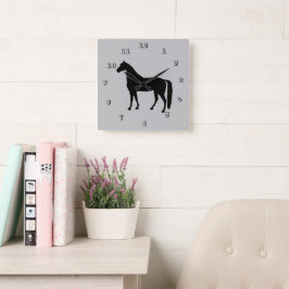 Reloj de pared de silueta de caballo tostado