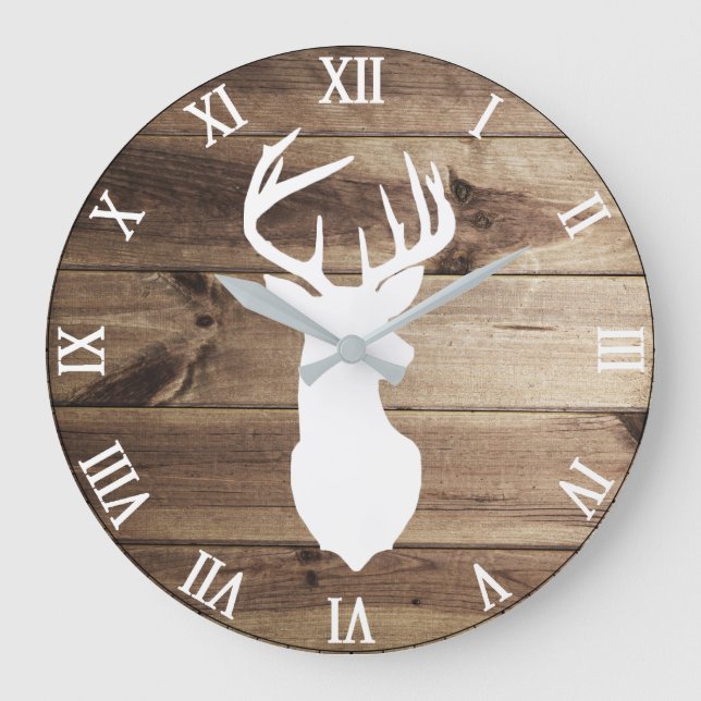 reloj de pared de silueta de ciervo blanco (Anverso)