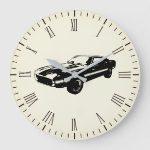 Reloj de pared de silueta de coche de músculo vint