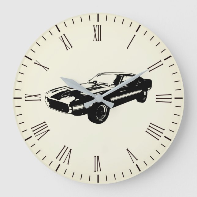 Reloj de pared de silueta de coche de músculo vint (Anverso)