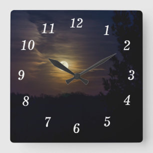 Reloj de pared de silueta lunar