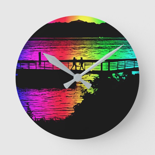 Reloj de pared de siluetas de barro arco iris (Anverso)