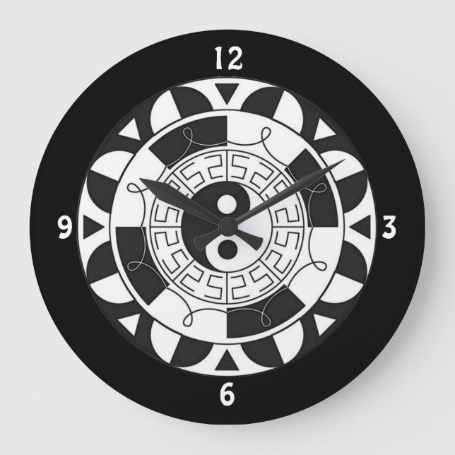Reloj de pared de símbolos asiáticos Yin y Yang (Anverso)